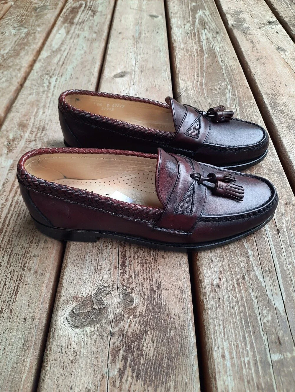 Allen Edmonds Maxfield Burgundy Leather Slip-on Tassle Braided Loafer Size 8.5